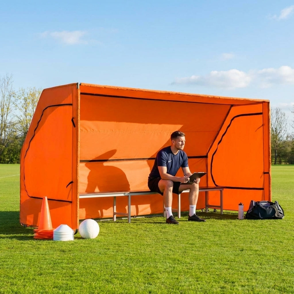 Portable team shelter in 10 colours with steel frame for sports events