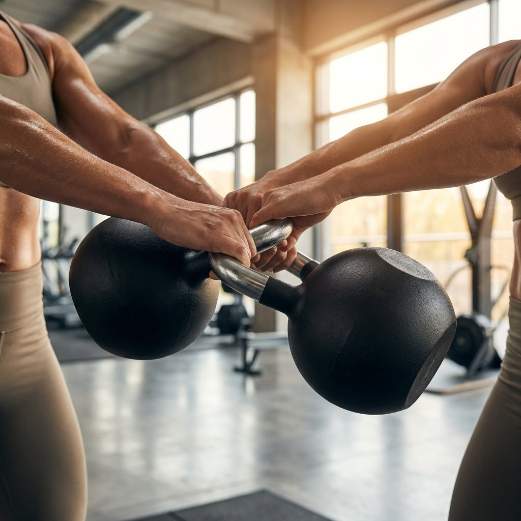 Cast iron kettlebell in various sizes and colours for gym workouts