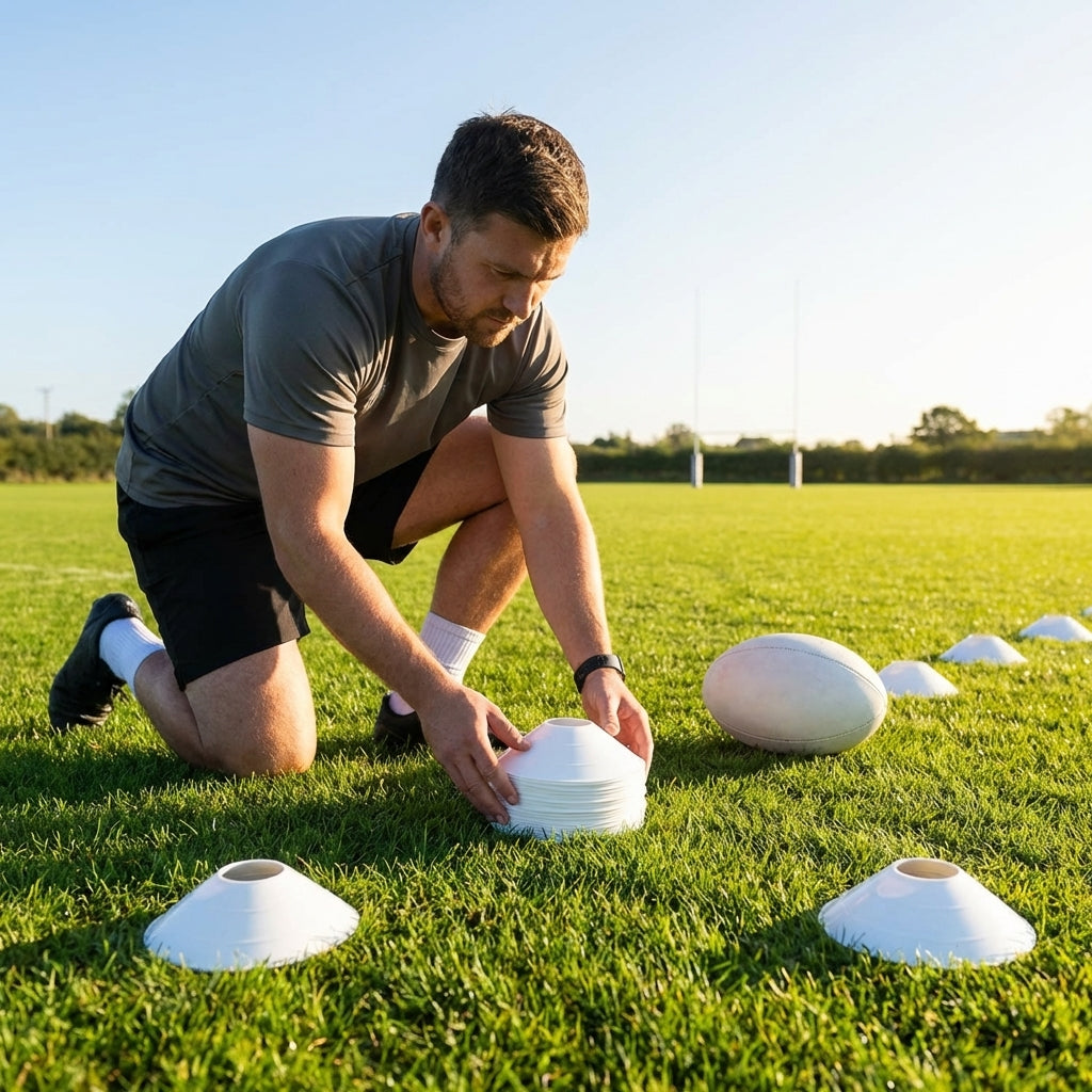 Rugby Training Marker Cones in multiple colours with cone stand