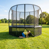 Black trampoline safety net skirt with durable PE mesh