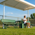 Aluminium tennis court bench in green for tournament use