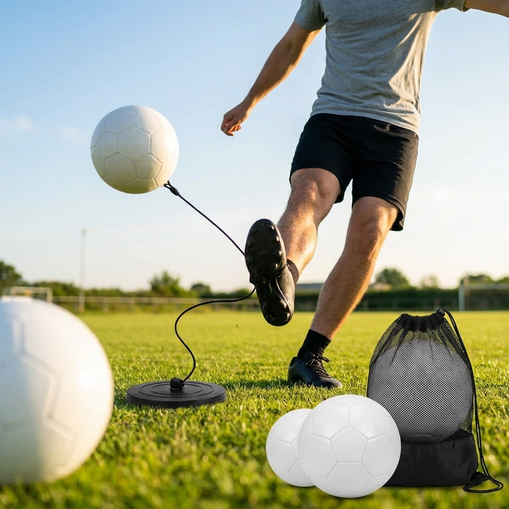 Football return trainer with elastic cord for skill development