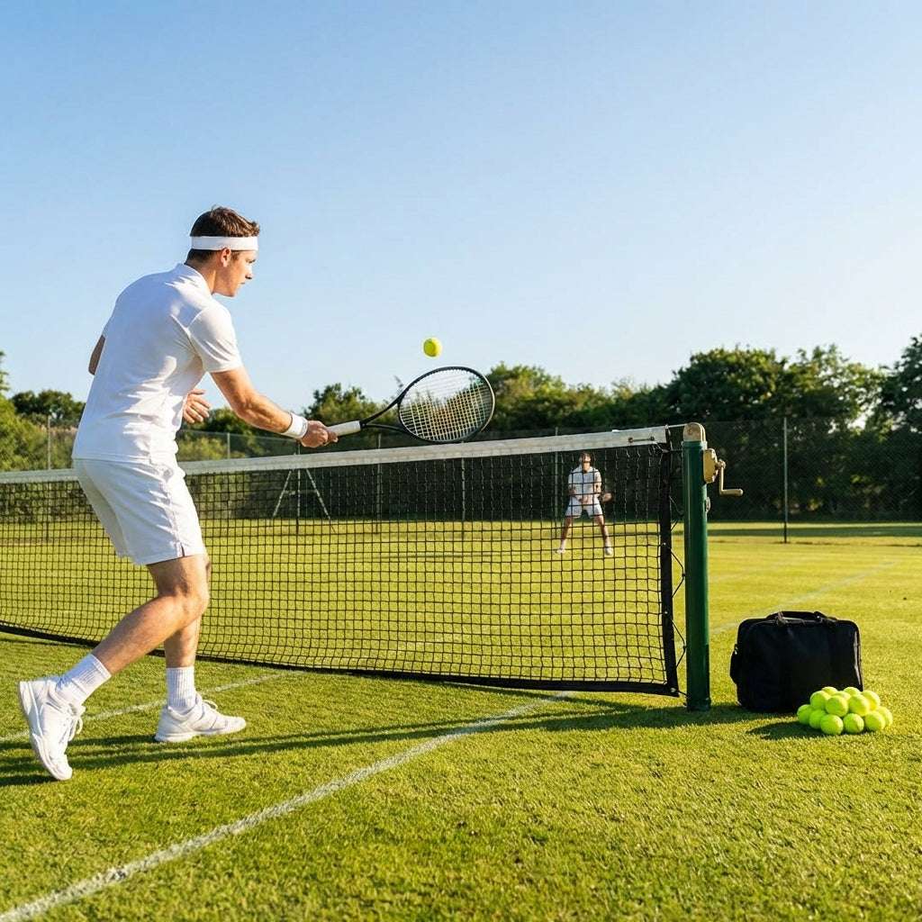 42ft tennis net in black with 2mm HDPE for school and home courts