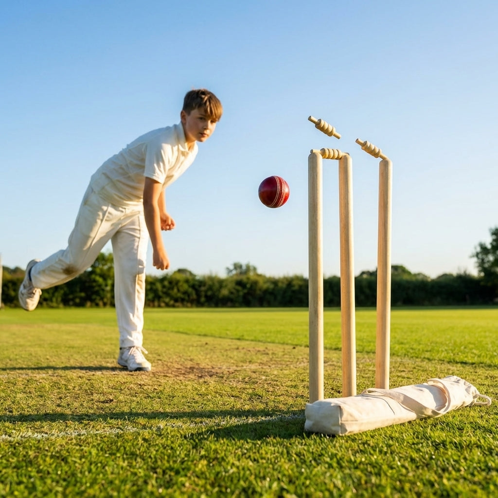 Wooden cricket stumps for competitive cricket with carry bag