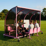 Mobile team shelter with aluminium frame for sports pitches