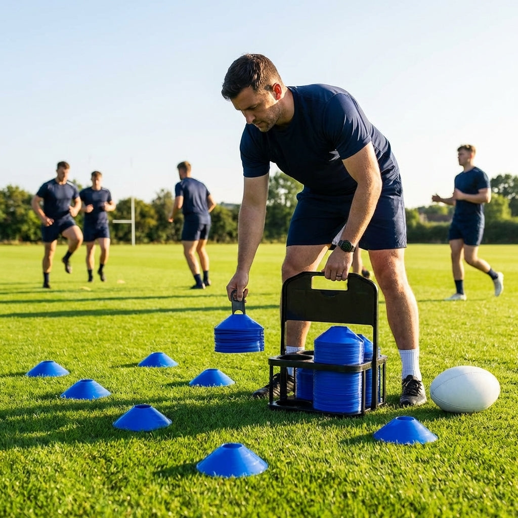 Rugby Training Marker Cones in multiple colours with cone stand