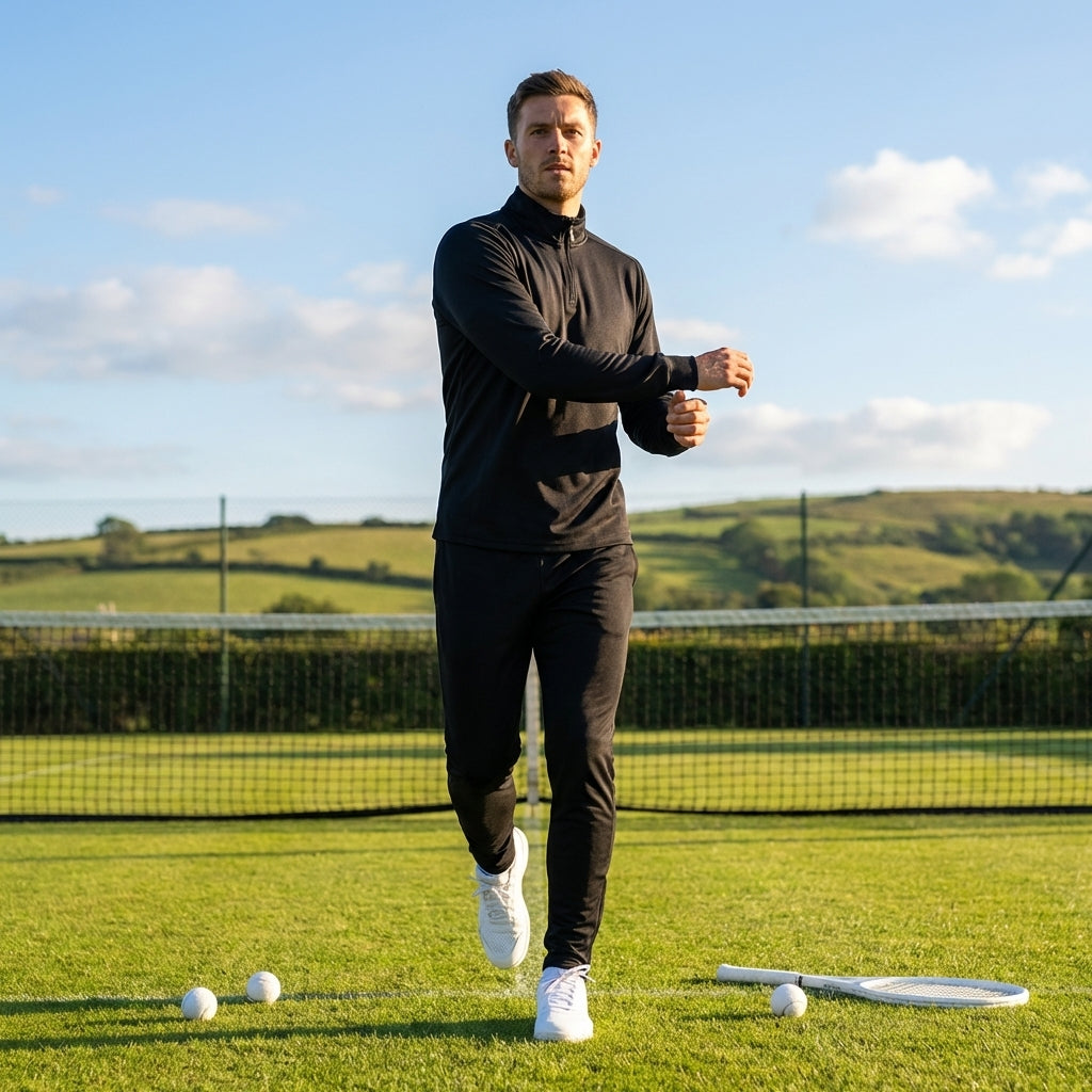 Men's quarter zip tracksuit in lightweight polyester