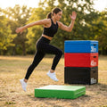 Plyometric jump boxes in various colours and heights for gym workouts