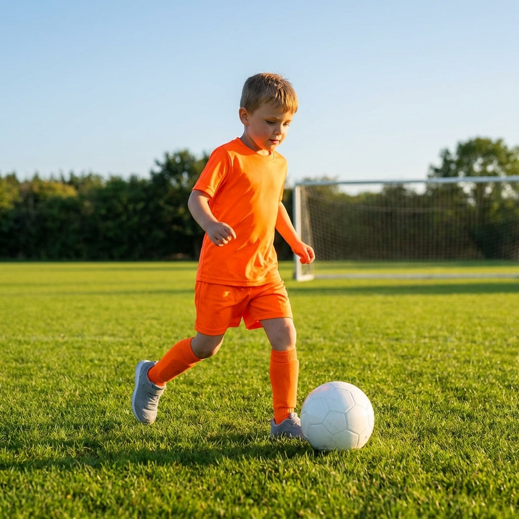 Kids' football kit in multicolour with shirt, shorts, and socks