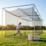 Baseball Batting Cage Net in black, 55ft length, durable for outdoor training