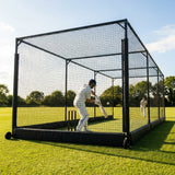 Mobile cricket cage with galvanised steel frame and netting