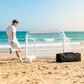 Beach football goal with fluorescent net and aluminium frame