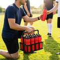 Set of 10 BPA-free 750ml sports water bottles with foldable carrier