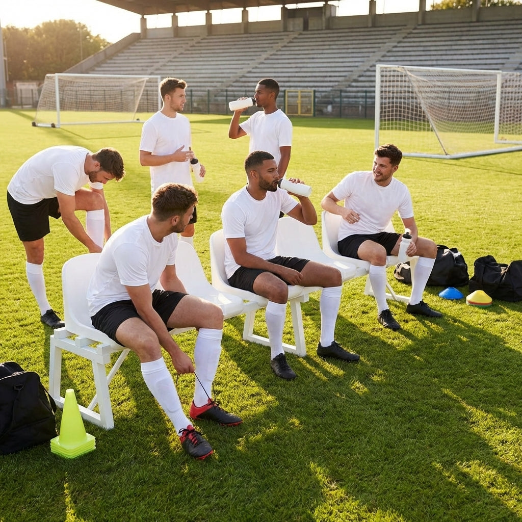 Aluminium sports bench with HDPE seats for indoor and outdoor use