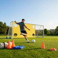 Football goal target sheet with bright yellow banding for training