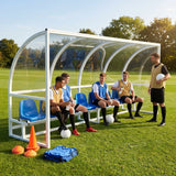 Heavy duty aluminium team shelter with moulded seats