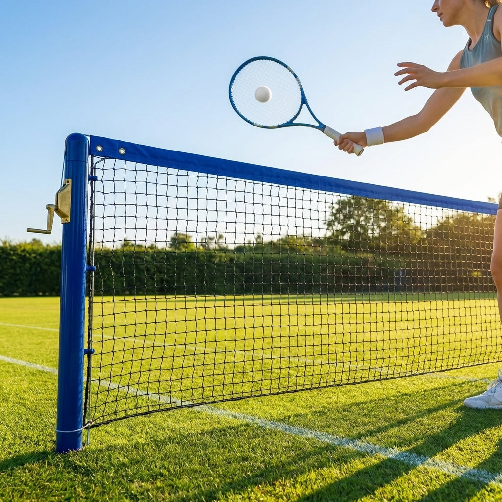 42ft tennis net in black with 2mm HDPE for school and home courts