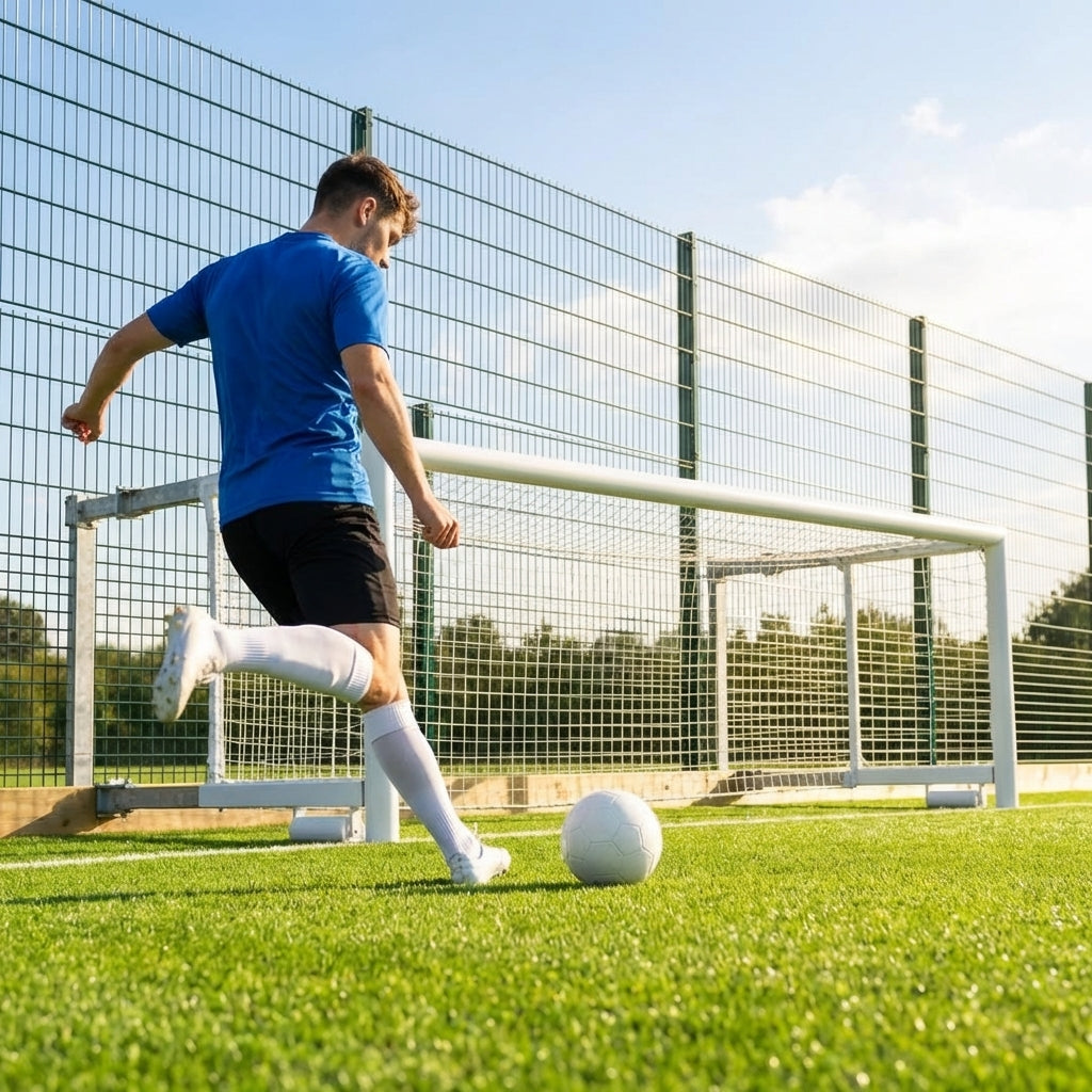 Aluminium football goal with folding mechanism