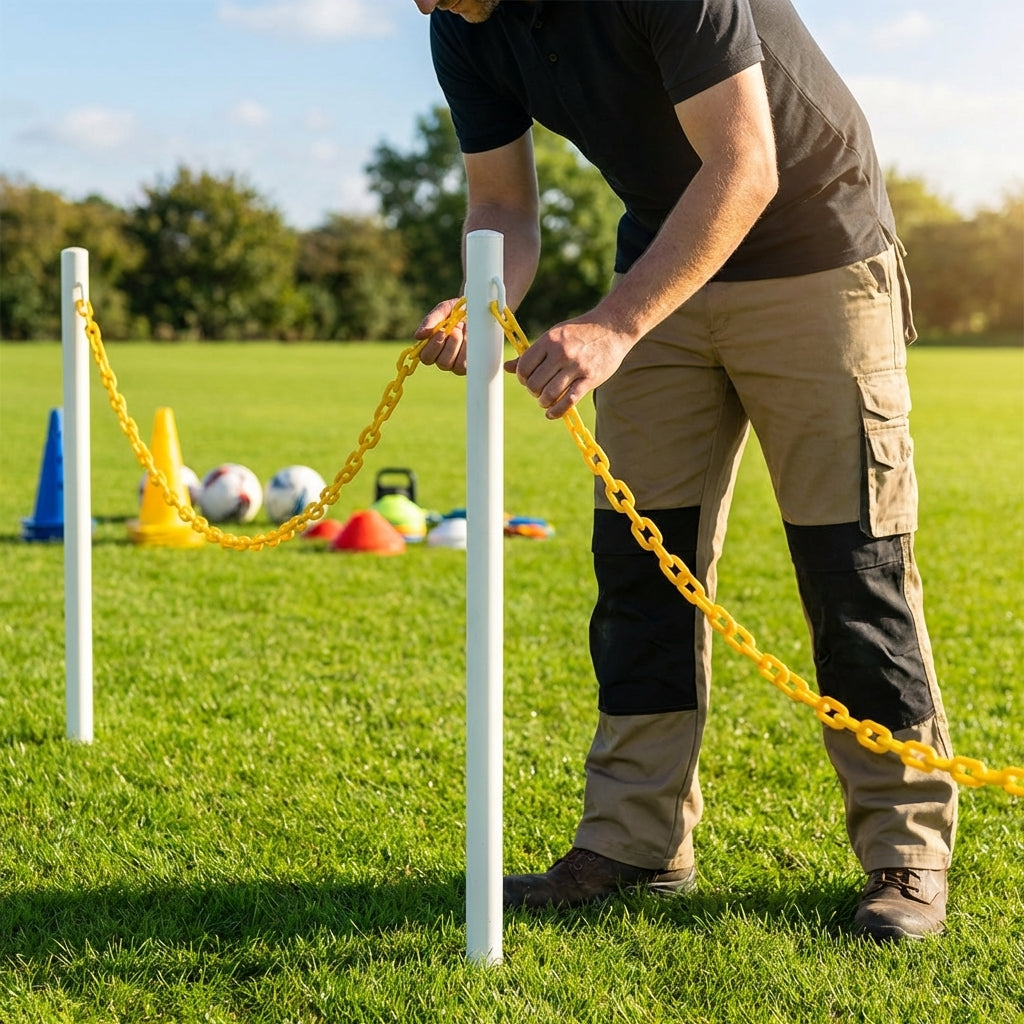 Plastic Chain Barrier in vibrant colours for versatile use