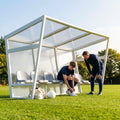 Heavy duty aluminium team shelter with moulded seats