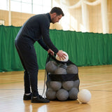Football carry bag with 12 footballs, durable mesh