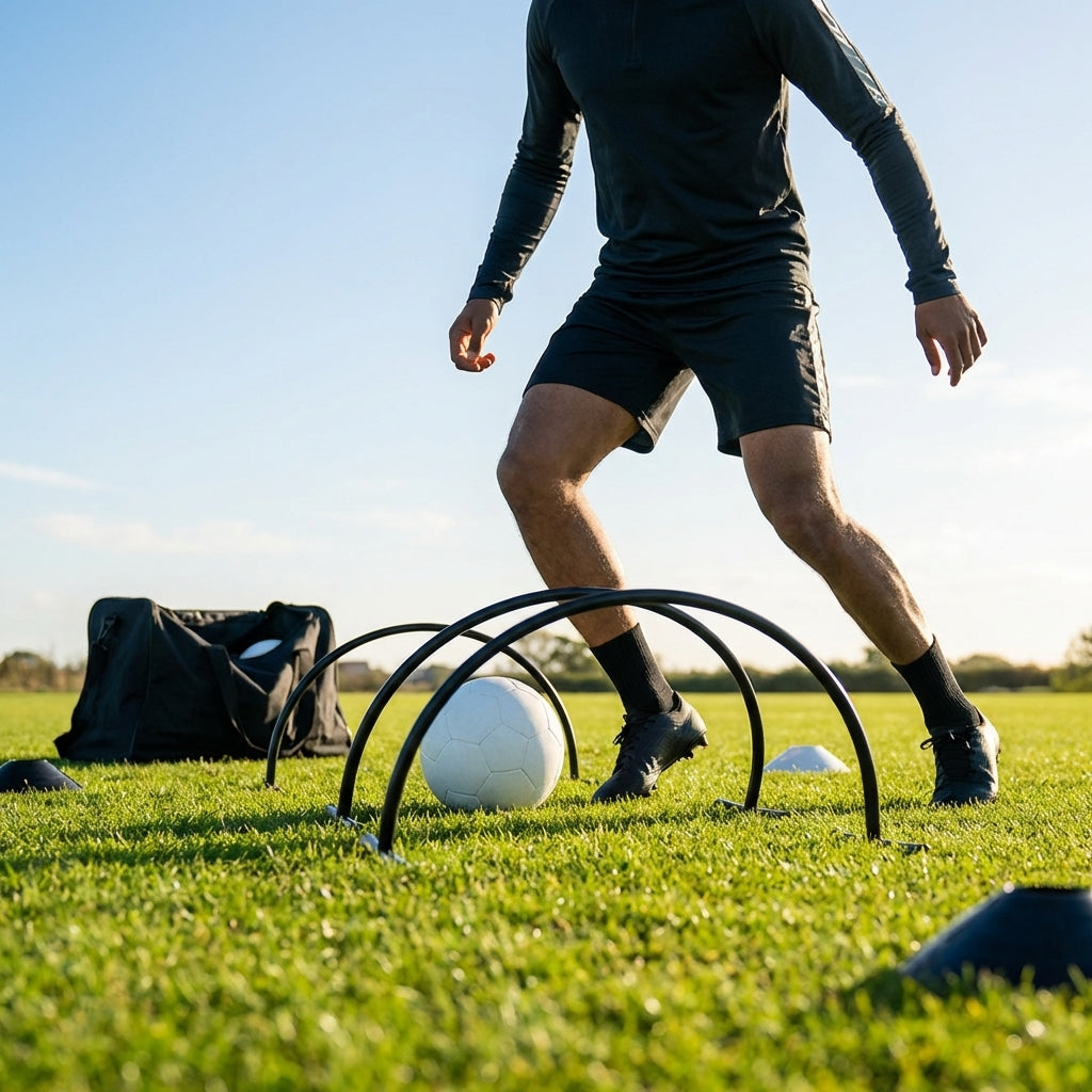 Football training passing arcs made of 34mm PVC