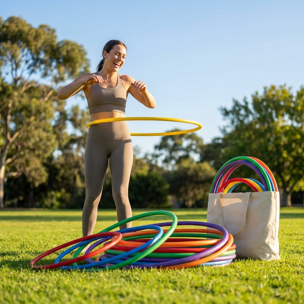 Colourful hula hoops made of high-density plastic for kids