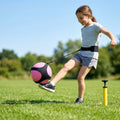 Football kick trainer with adjustable neoprene belt and training ball