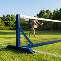 Freestanding aluminium pickleball posts with wheels