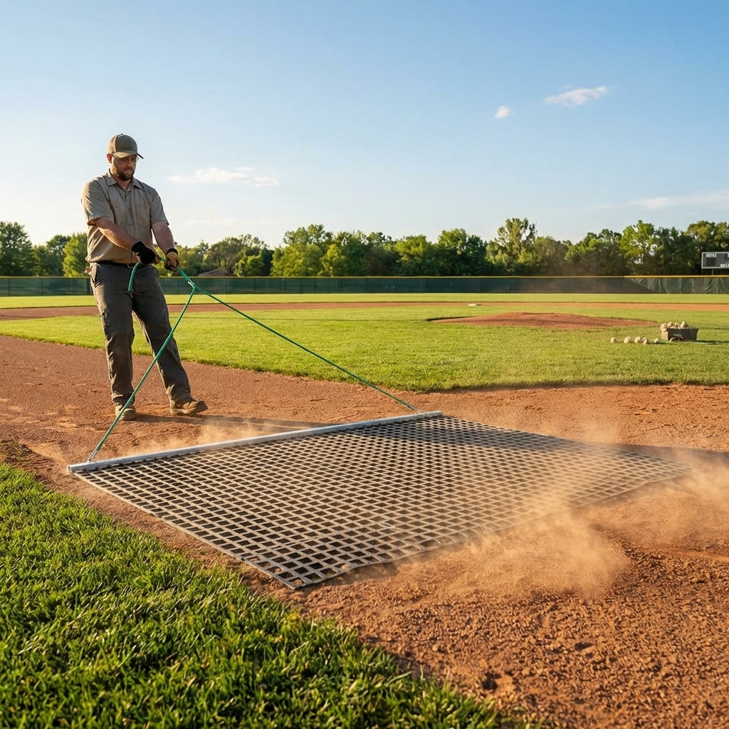 Aluminium Baseball Field Drag Mat, available in Standard and Heavy Duty styles