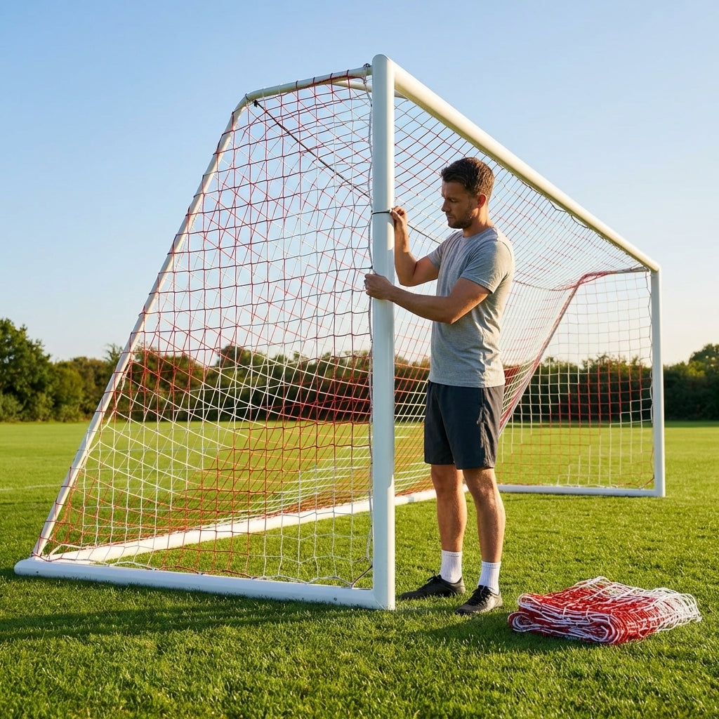 Football goal nets 24 x 8 ft, durable HDPE for clubs and schools