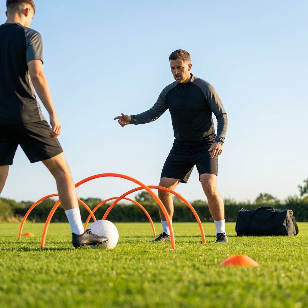 Football training passing arcs made of 34mm PVC