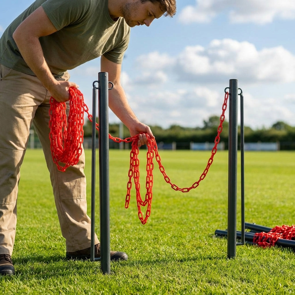 Plastic Chain Barrier in vibrant colours for versatile use
