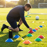 Training marker cones in vibrant colours for sports training