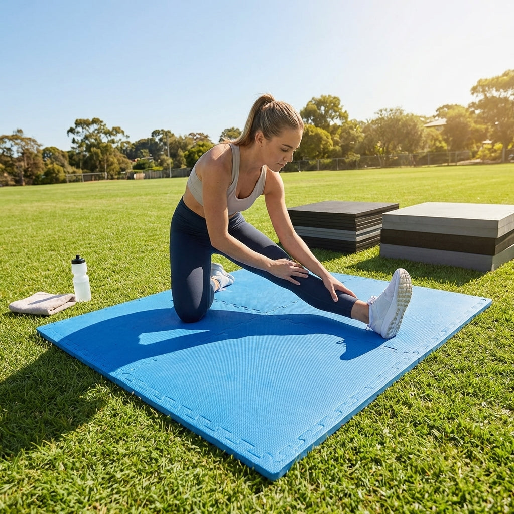 Rubber gym flooring mats, 50cm x 50cm, recycled rubber