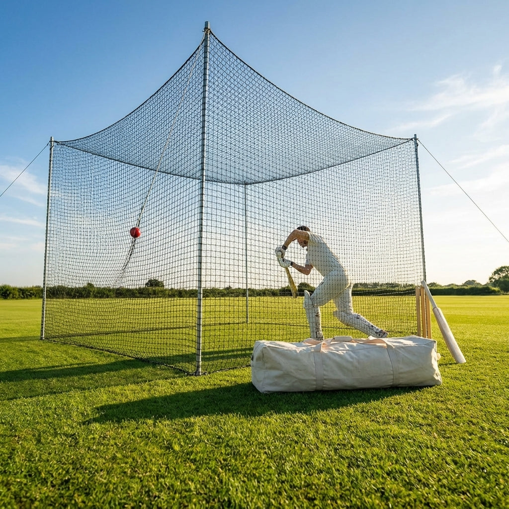 Cricket netting made of high-density polypropylene in black colour