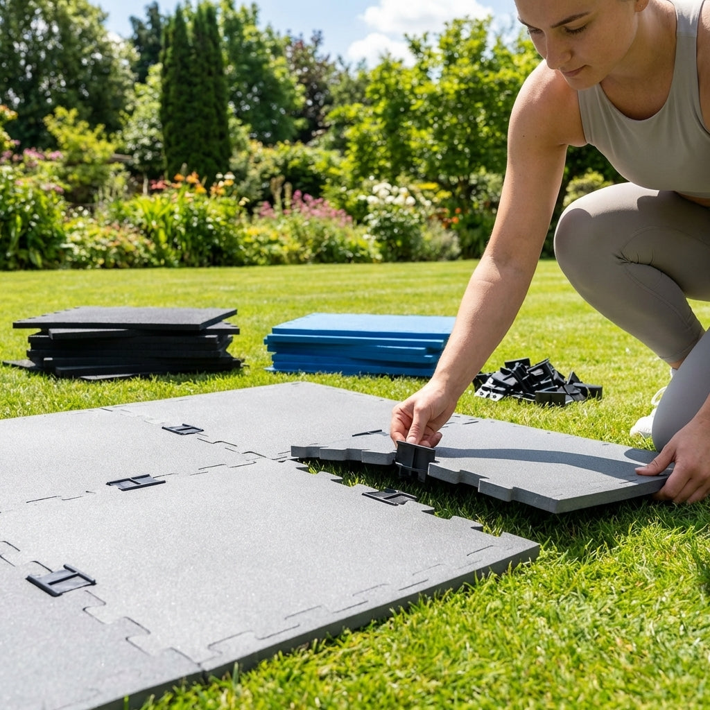Rubber gym flooring mats available in various colours and thicknesses