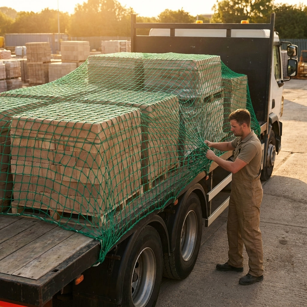 Heavy-duty brick netting in green for industrial use