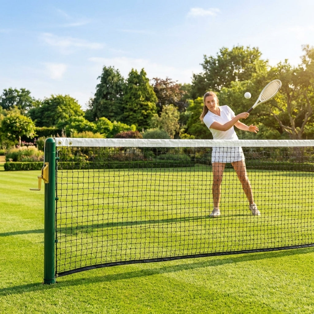 33ft singles tennis net with durable HDPE construction for home and school courts