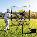 Baseball pitching machine with adjustable speed and TPE wheel