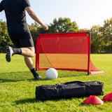 Folding football goal with aluminium frame and high-impact net