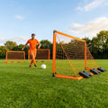 Folding football goal with aluminium frame and high-impact net