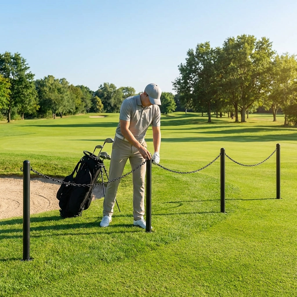 Freestanding Plastic Post & Chain Barrier Set for crowd control