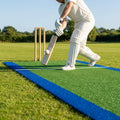 Cricket matting with blue surround and integrated stump lines