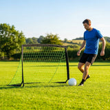 Folding football goal with aluminium frame and high-impact net