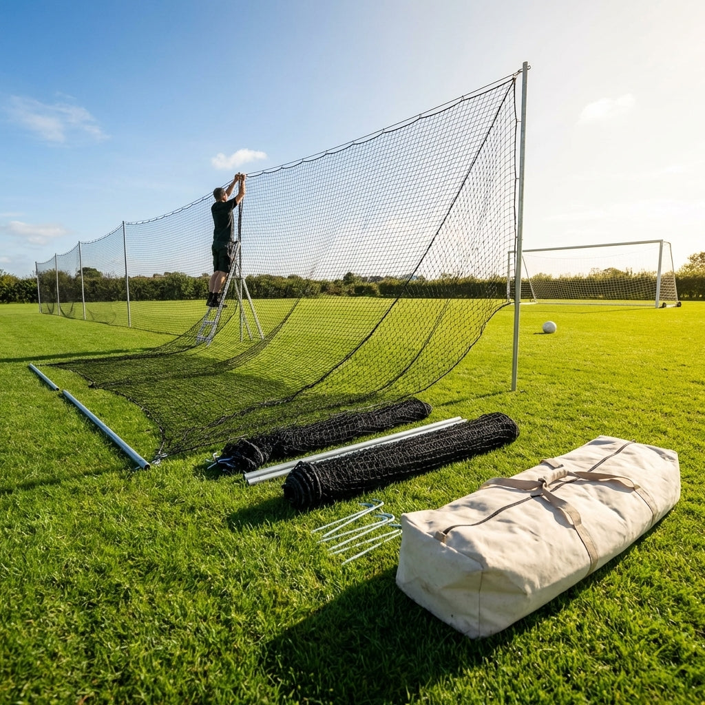 Removable anti-litter net system with steel posts
