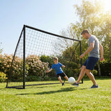 Folding football goal with aluminium frame and high-impact net