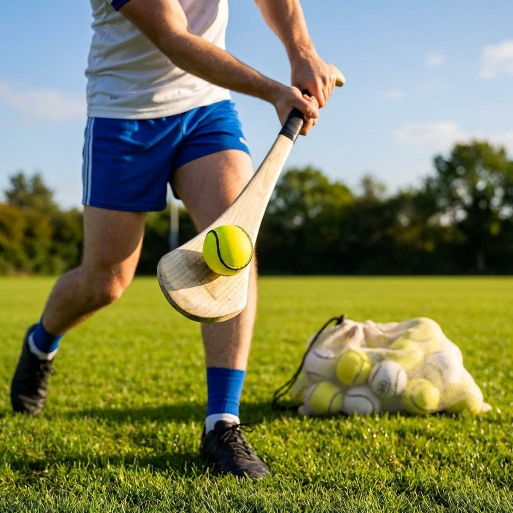 Hurling Match Balls in White and Fluro Yellow with Durable PU Core
