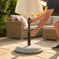 Durable parasol base weights for garden use, available in various sizes and materials