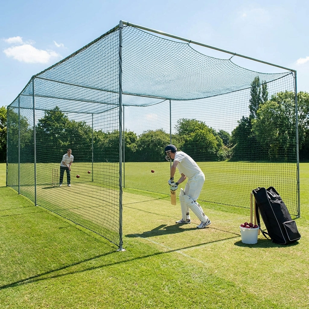 Cricket nets made from HDPE, available in various sizes for indoor and outdoor use